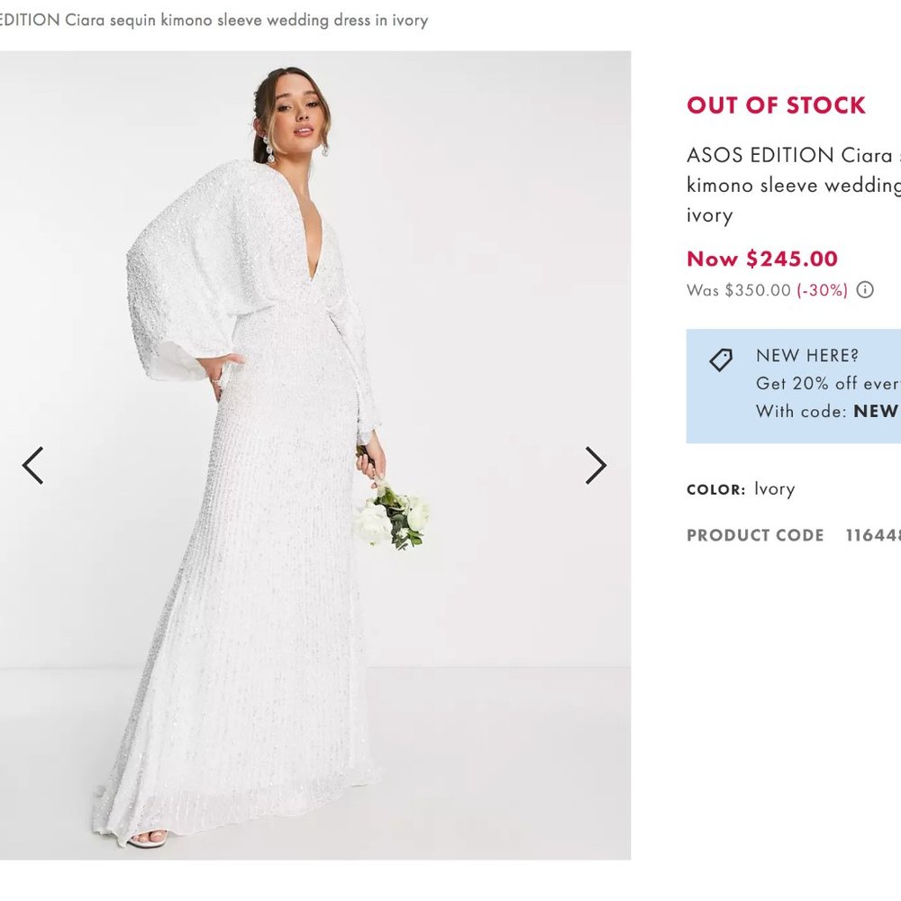 ASOS "Ciara" Sequin Bridal Gown (Limited Edition)
